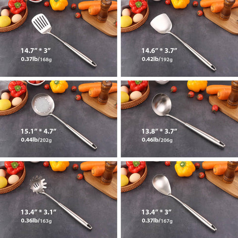 Standcn 6pc utensils ladle: large capacity for soups and sauces with steady balance.