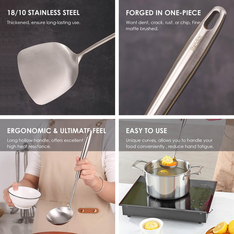 Standcn 6pc utensils skimmer spoon: efficient draining and gentle lifting of delicate foods.