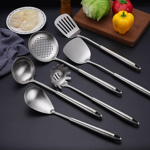 Standcn 6pc utensils slotted spatula tuner: draining and turning with precision.