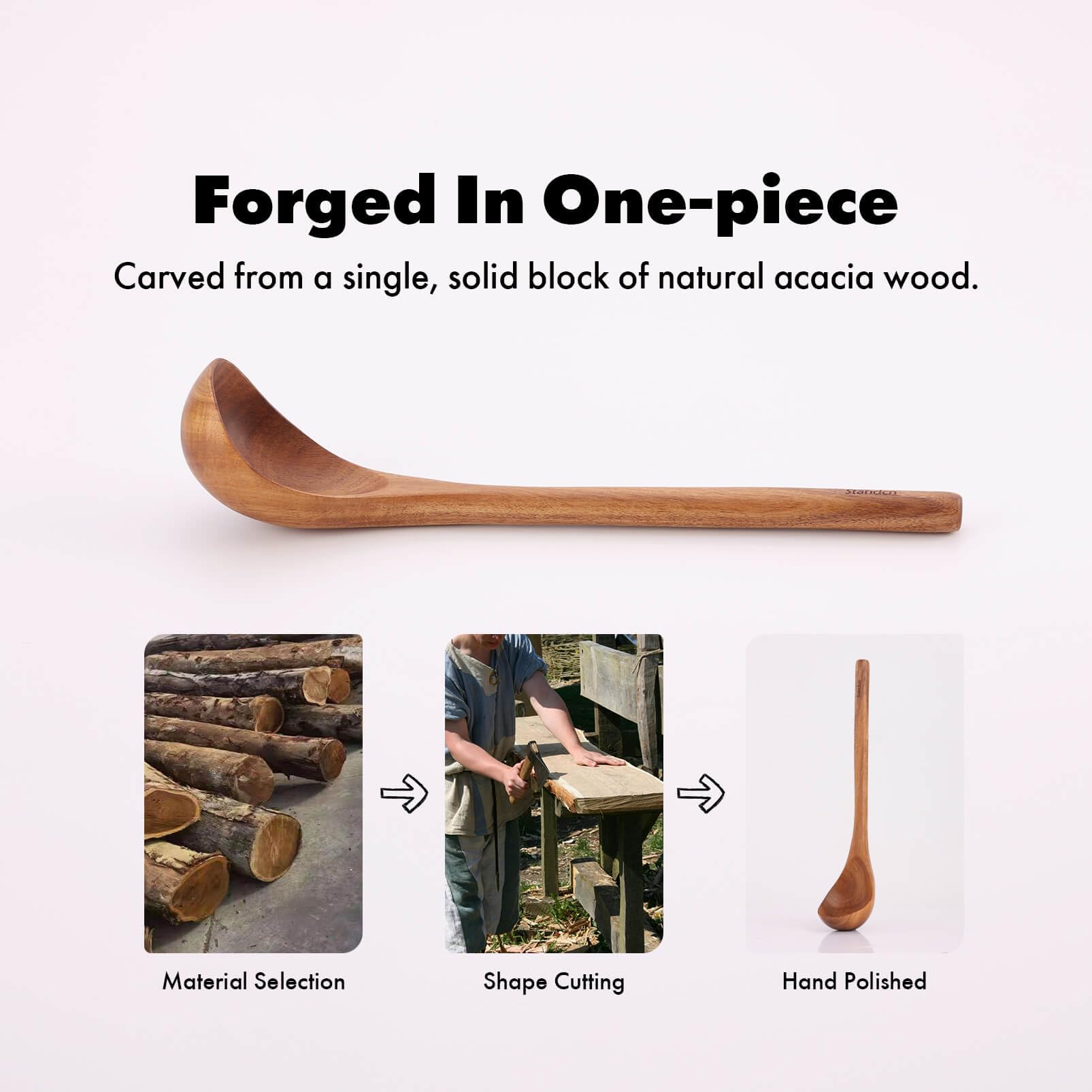 Standcn Acacia Wood Pasta Spoon stirs and serves perfectly.
