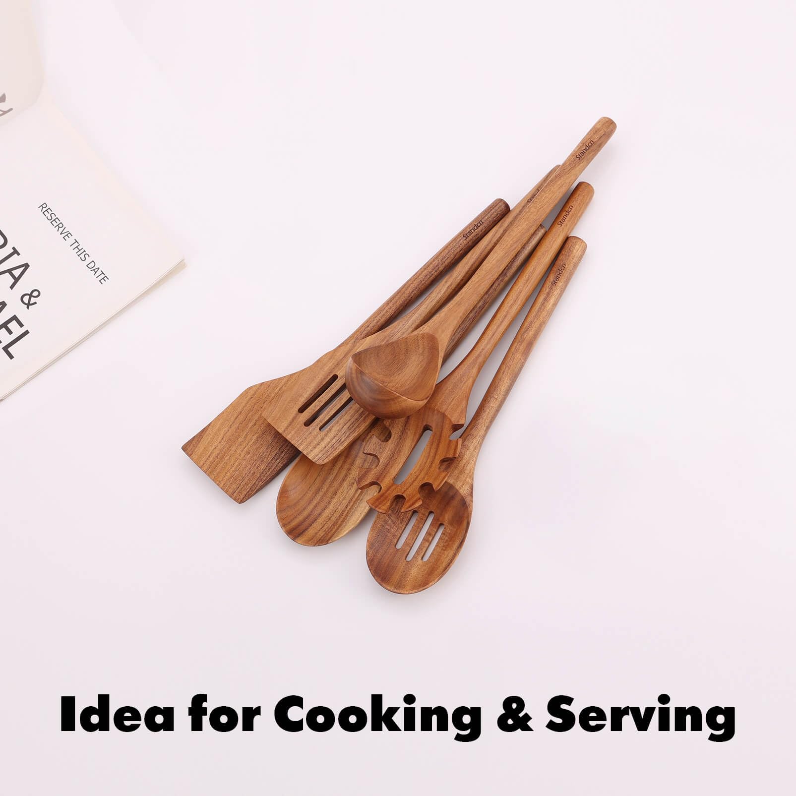 Standcn Acacia Wood Serving Spoon versatile for salads and sides.