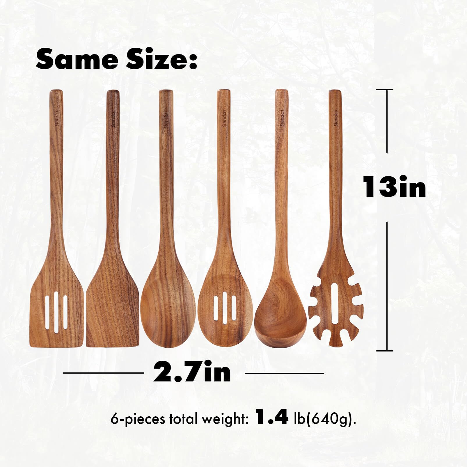 Standcn Acacia Wood Slotted Turner drains sauces while sautéing.