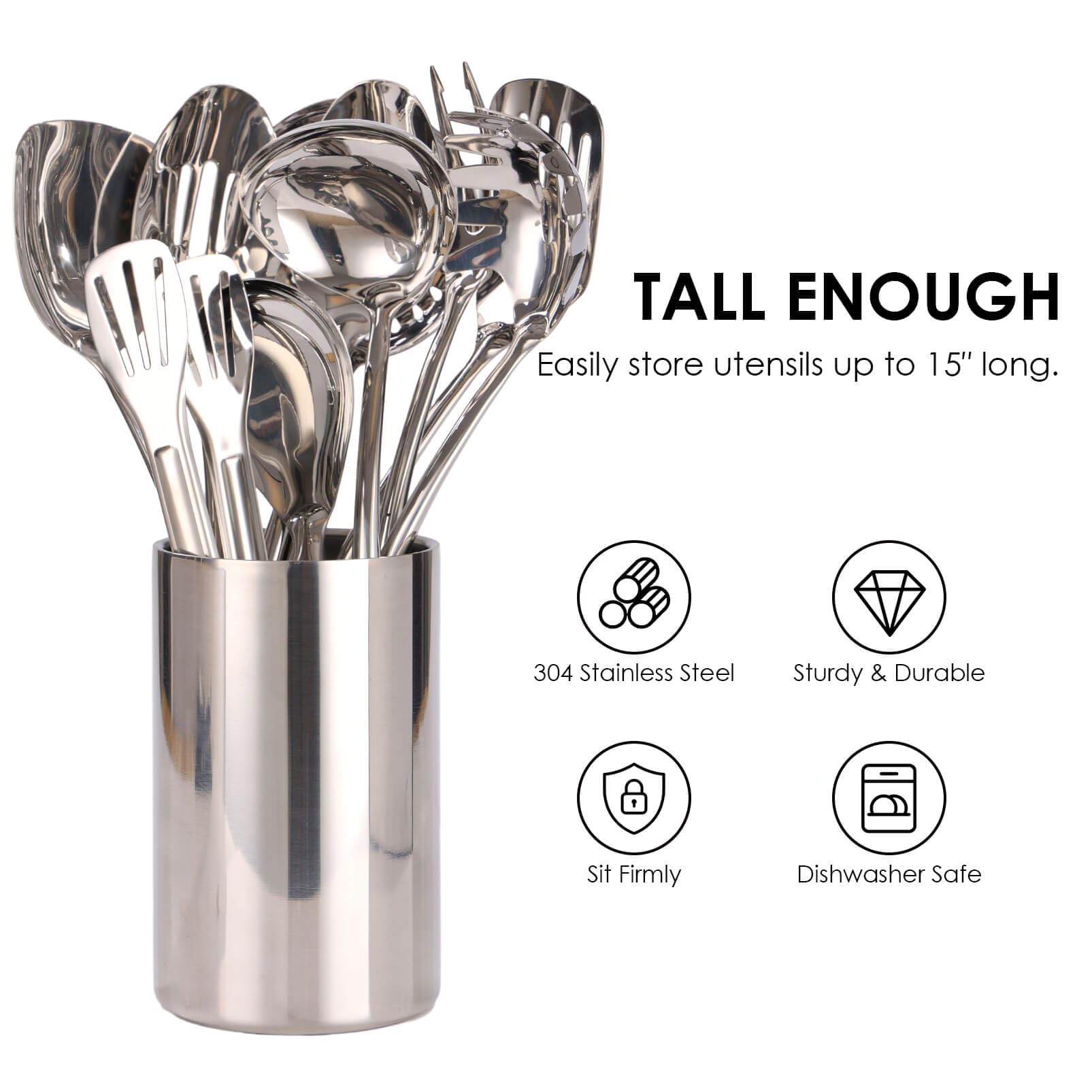 Standcn dishwasher-safe utensil holder for easy cleaning after cooking.