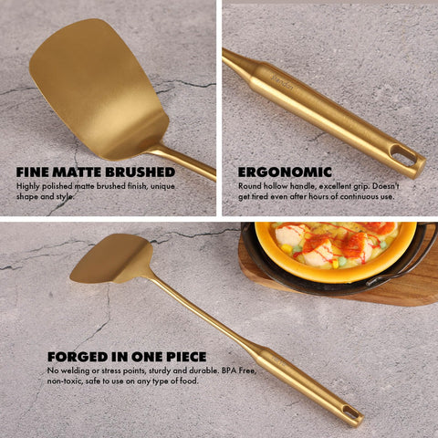 Standcn gold utensils dishwasher-safe for quick cleanup after busy cooking sessions