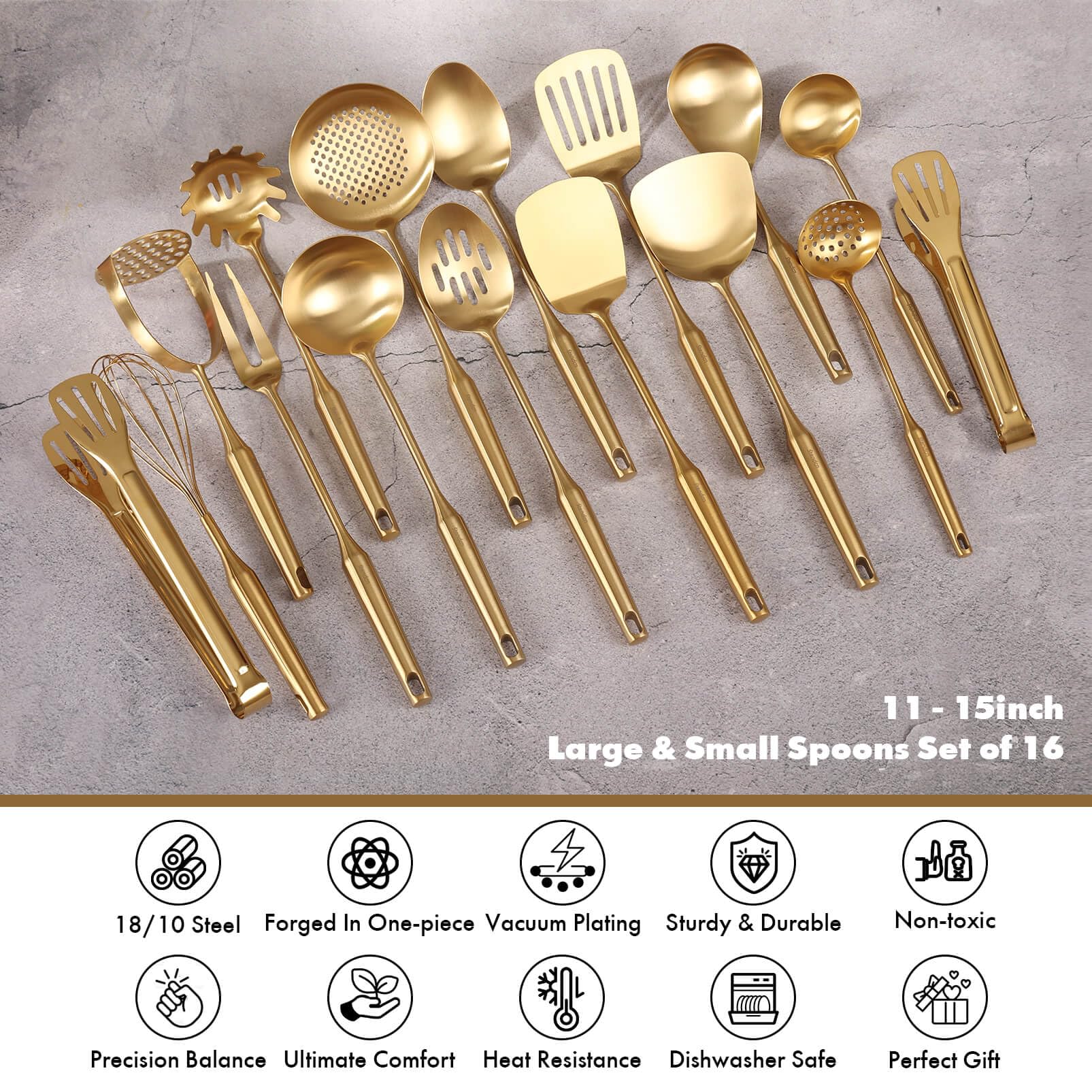 Standcn gold small spoon precise balance for accurate stirring and portioning during meals