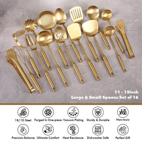 Standcn gold small spoon precise balance for accurate stirring and portioning during meals