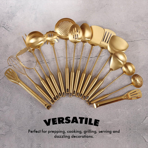 Standcn gold tongs for secure flipping and serving with stylish heat-resistant handles