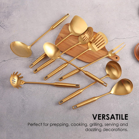 Standcn Gold Utensils Skimmer for skimming foam and lifting delicate foods