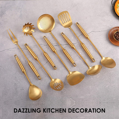 Standcn Gold Utensils Slotted Turner for precise flipping and airflow