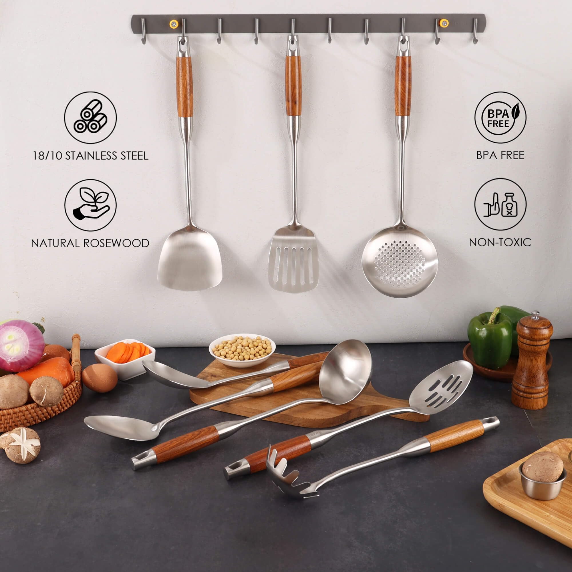 Standcn rosewood large-spoon: versatile serving and stirring for larger meals