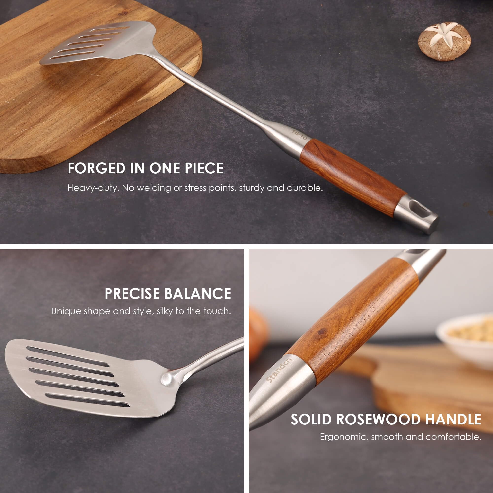 Standcn rosewood skimmer-slotted-spoon: skim foam and lift ingredients cleanly