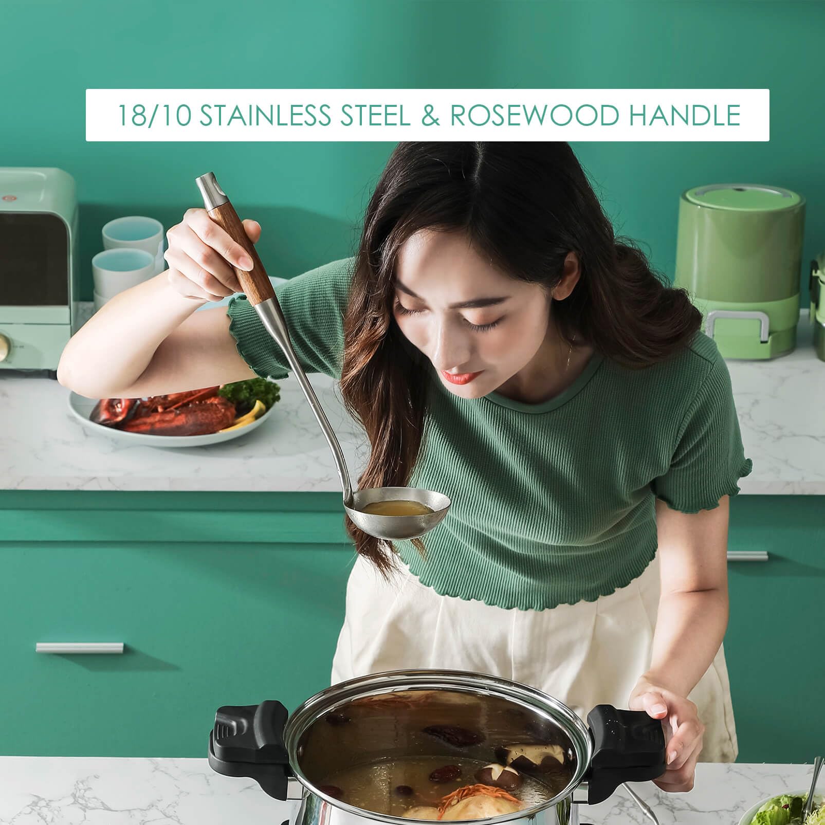 Standcn rosewood-soup-ladle: smooth pouring and serving soups