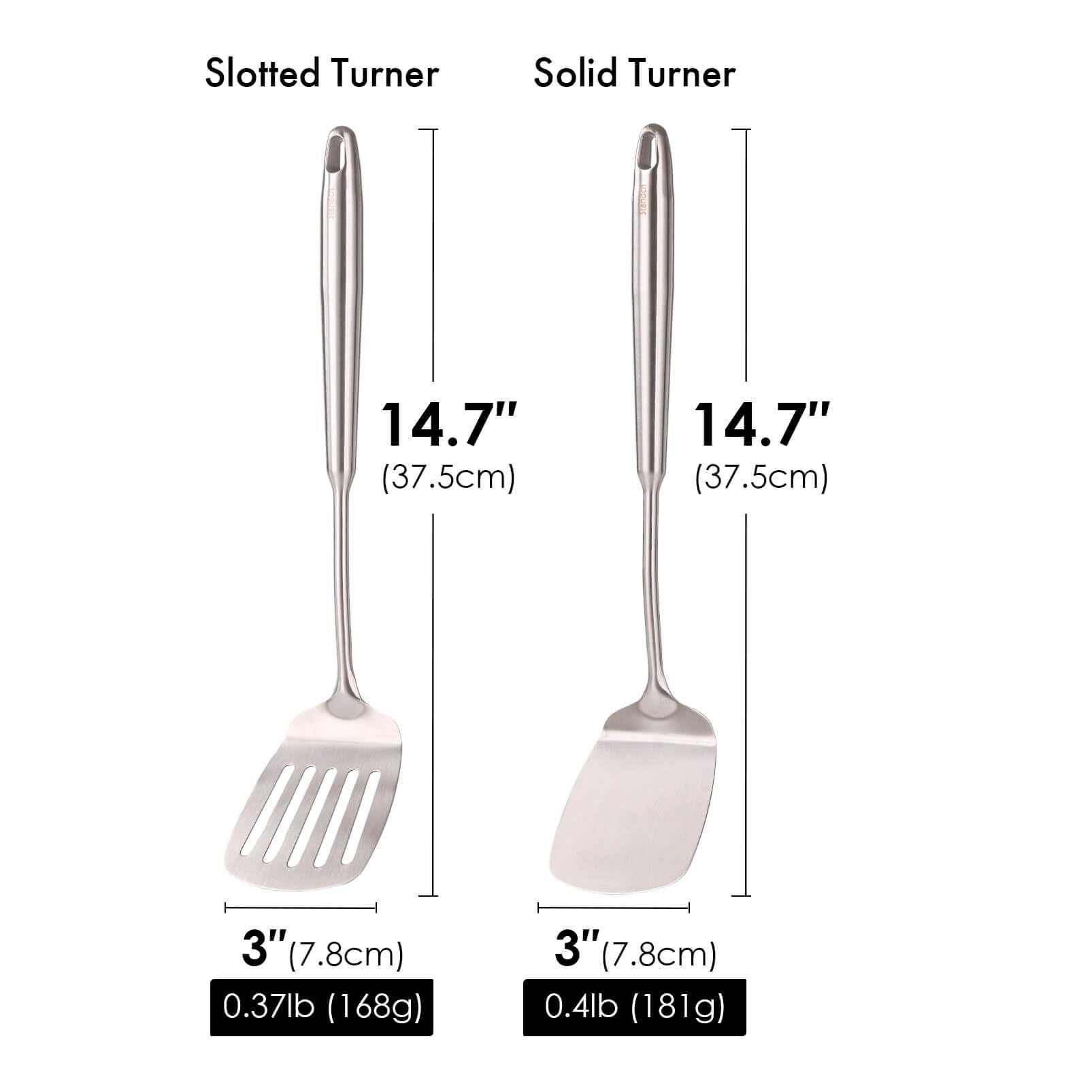 Standcn 14.7-inch solid turner for precise flipping and browning