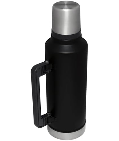Stanley insulated stainless steel bottle maintains hot or cold temps for hours.