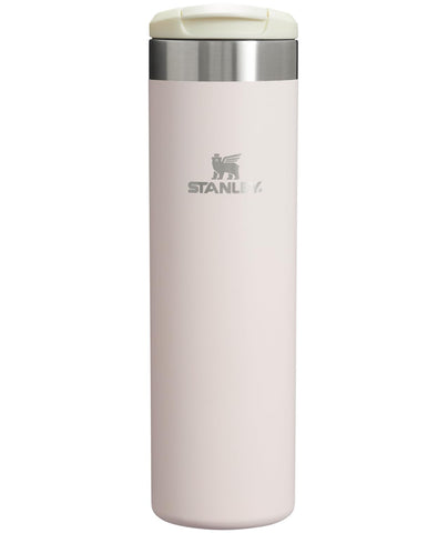 Stanley AeroLight Transit Bottle 20oz in rose quartz shows a slim, portable profile for car cup holders and on-the-go hydration