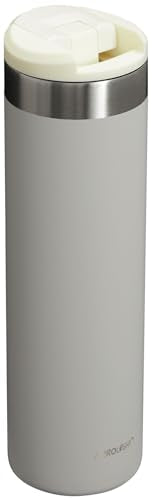 Stanley AeroLight Transit Bottle in a car cup holder demonstrates slim profile for commutes.