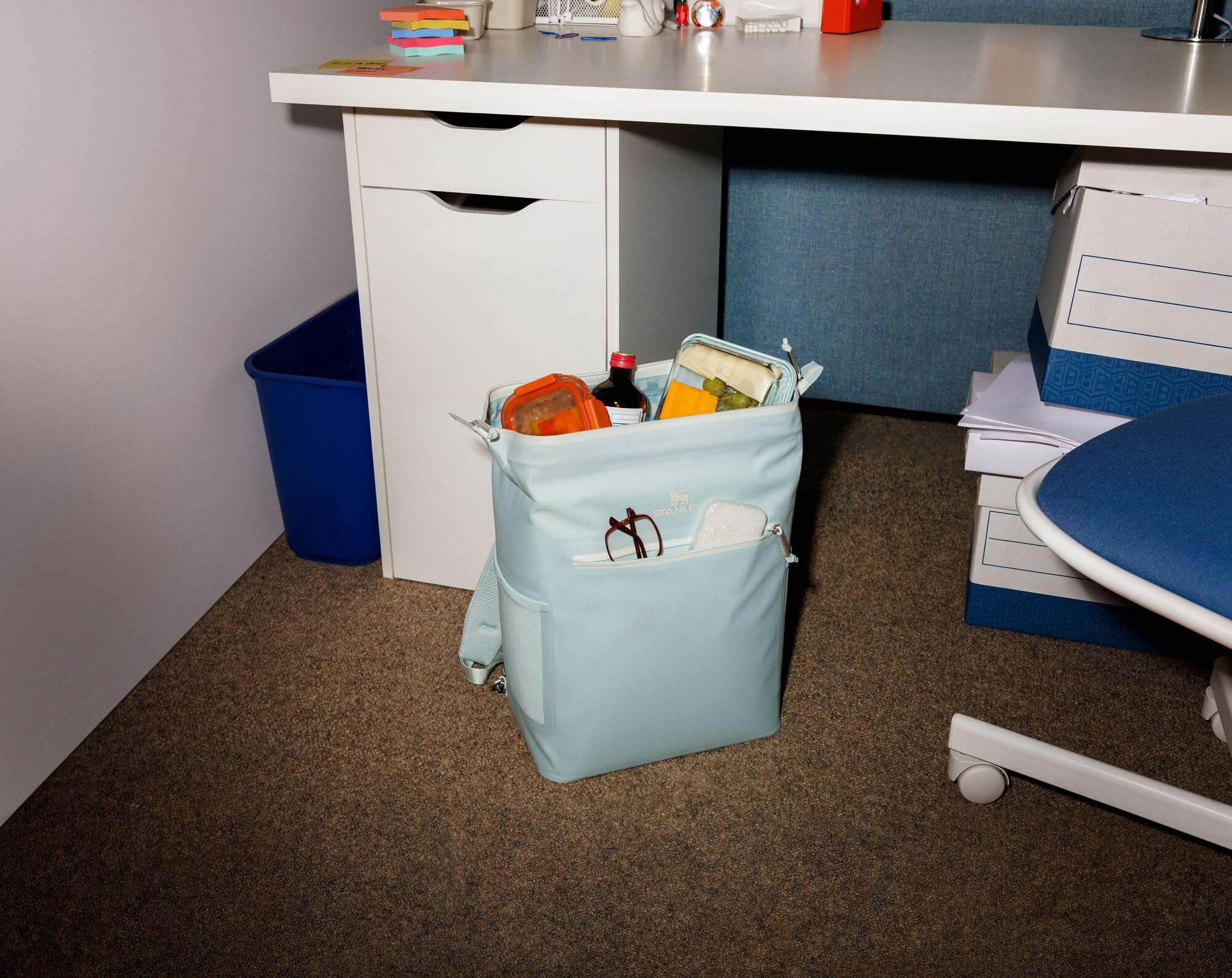Stanley Madeleine Midi Cooler Backpack includes leak resistant liner for dry contents