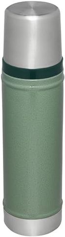 Stanley Classic 20 oz insulated bottle in stainless steel for hot or cold beverages.