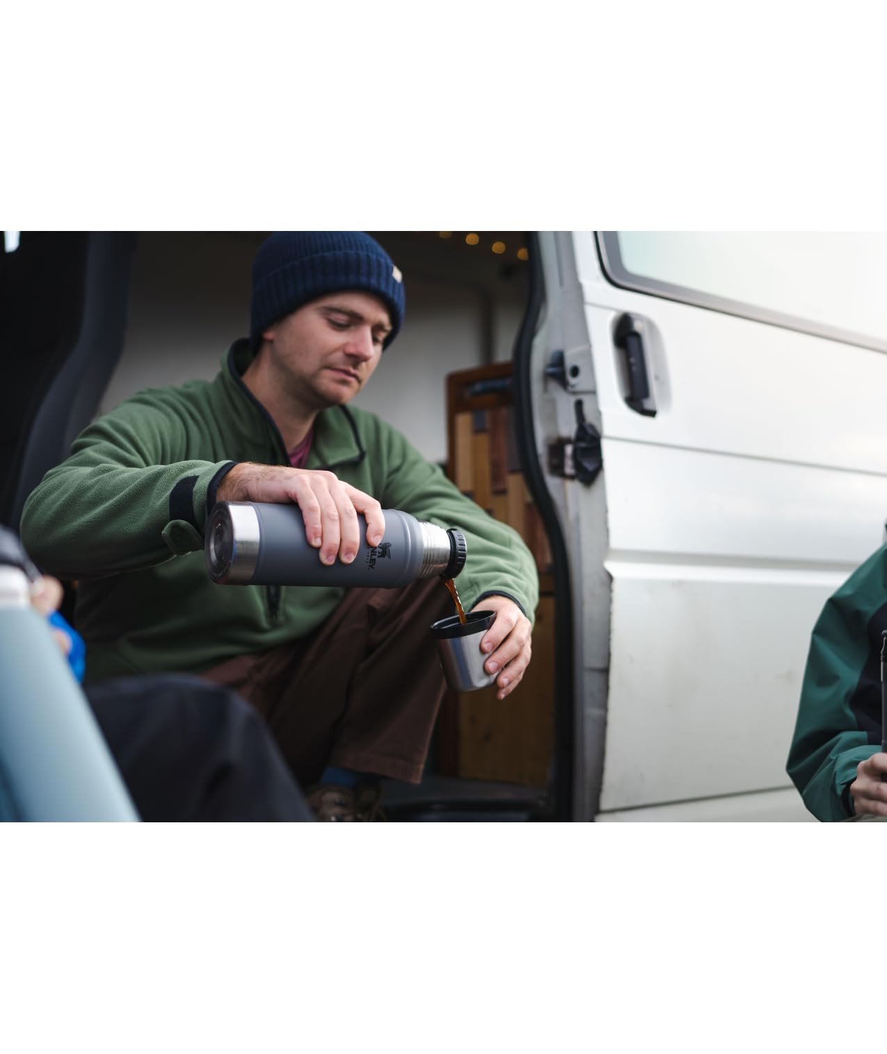 Stanley Classic 20 oz bottle with leakproof cap for spill-free travel.