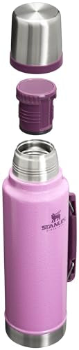Stanley Classic Legendary Vacuum Bottle with leakproof cup lid for secure transport.