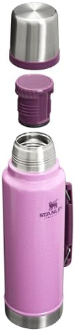 Stanley Classic Legendary Vacuum Bottle with leakproof cup lid for secure transport.
