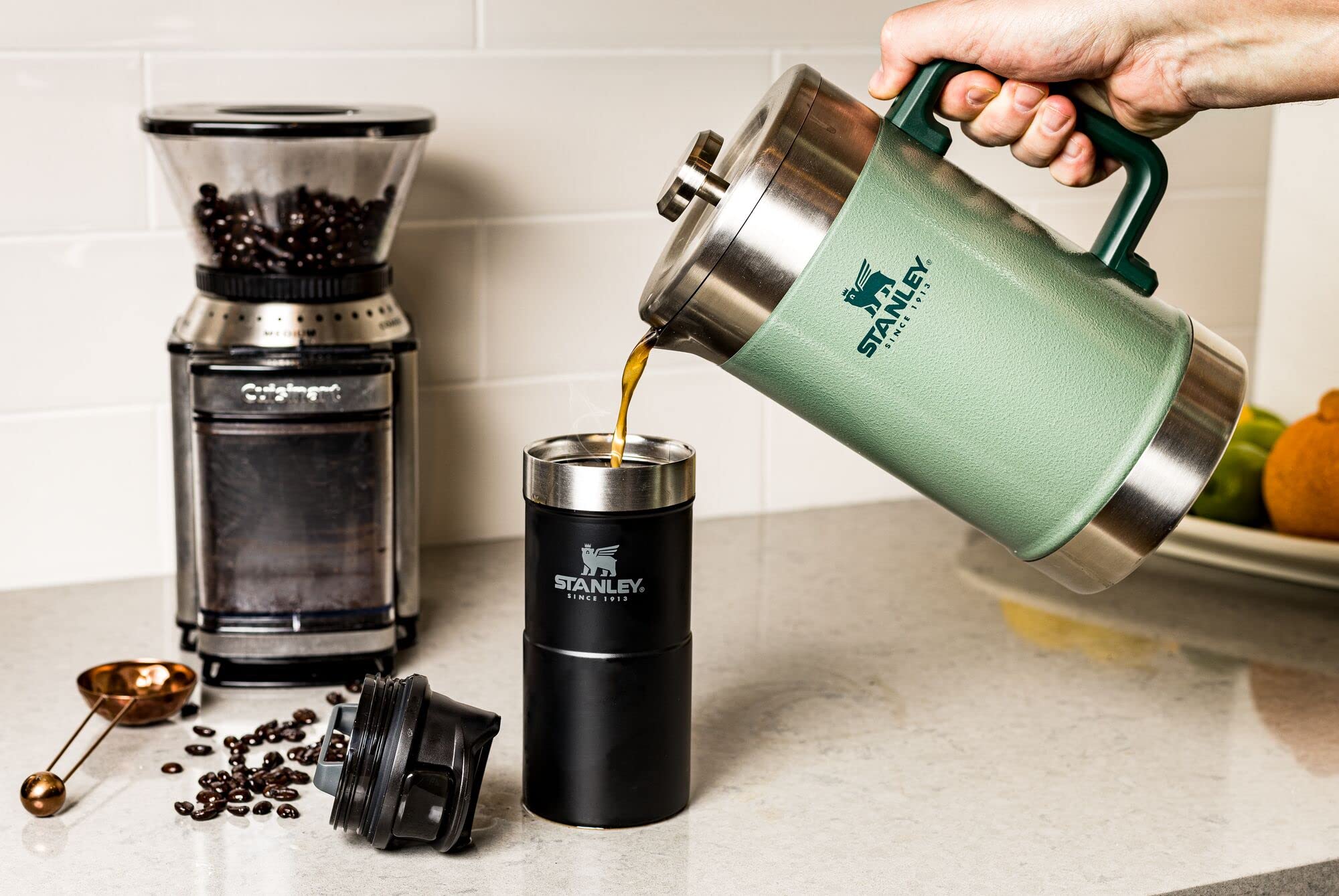 STANLEY Classic Stay-Hot French Press dishwasher-safe components simplify cleanup.
