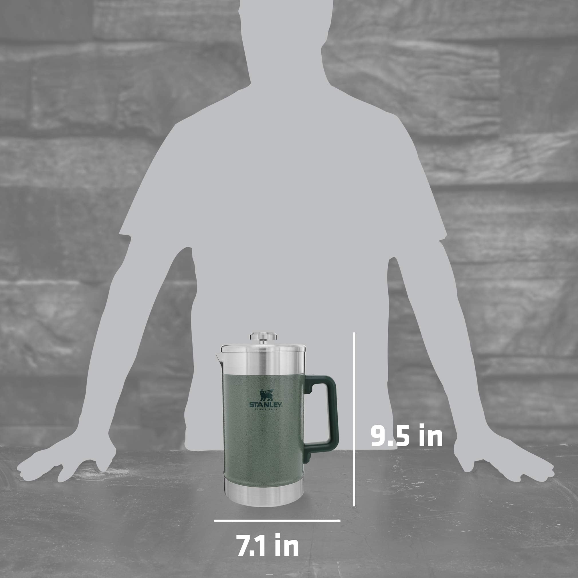 STANLEY Classic Stay-Hot French Press mesh filter close-up prevents grounds in cup.