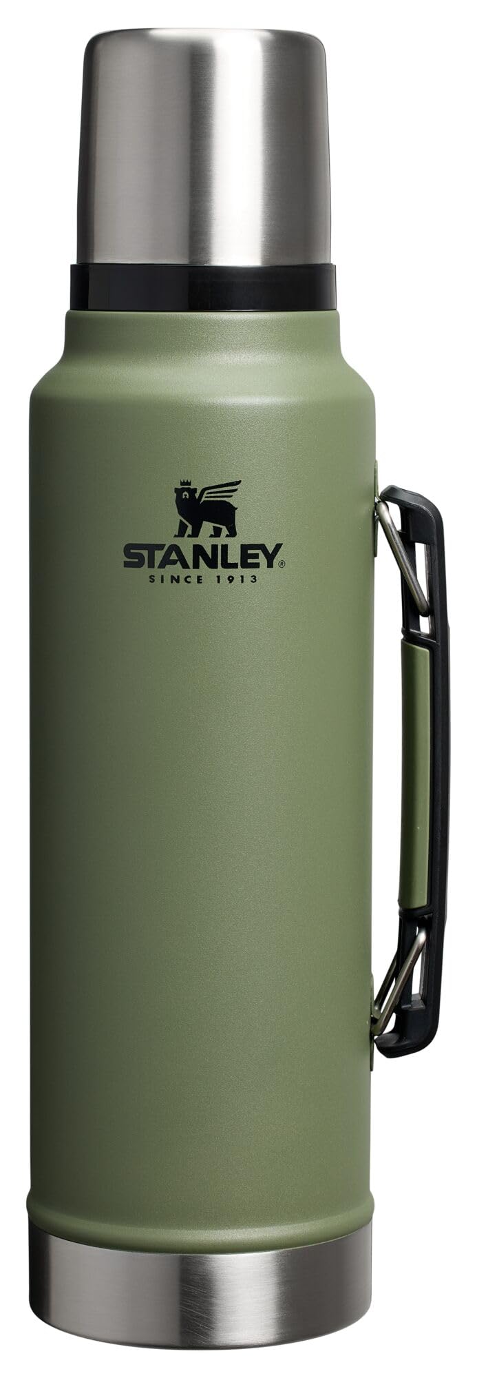 Stanley Classic vacuum bottle front view in dried pine finish for everyday use