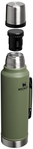 Stanley Classic bottle side view with handle, ready for travel
