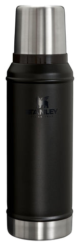 STANLEY classic vacuum bottle with wide mouth keeps drinks hot or cold all day.