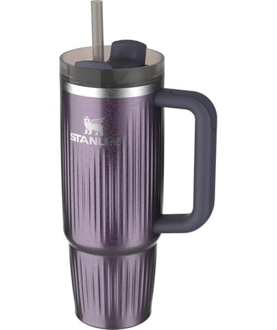STANLEY FlowState lid, three positions, side view shows spill-resistant sipping.