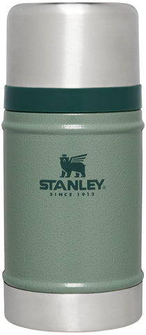 Stanley Classic food jar front view in hammertone green, rugged outdoor versatility.