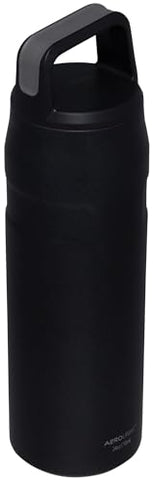 Stanley IceFlow bottle side profile demonstrates slim form for car cup holder travel.