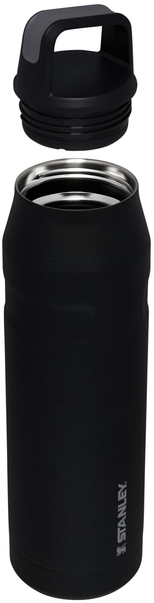 Stanley insulated stainless steel keeps drinks cold for hours on hot days.