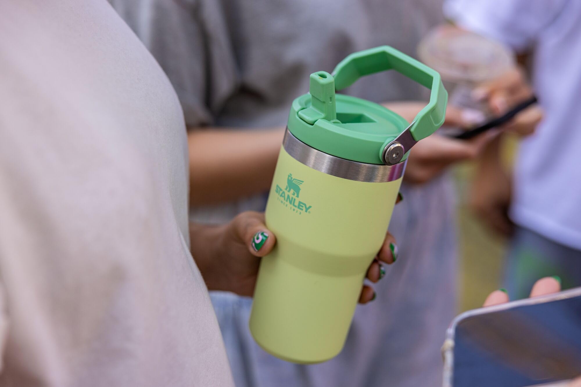 Stanley IceFlow flip-straw lid closure provides leak resistance during workouts.