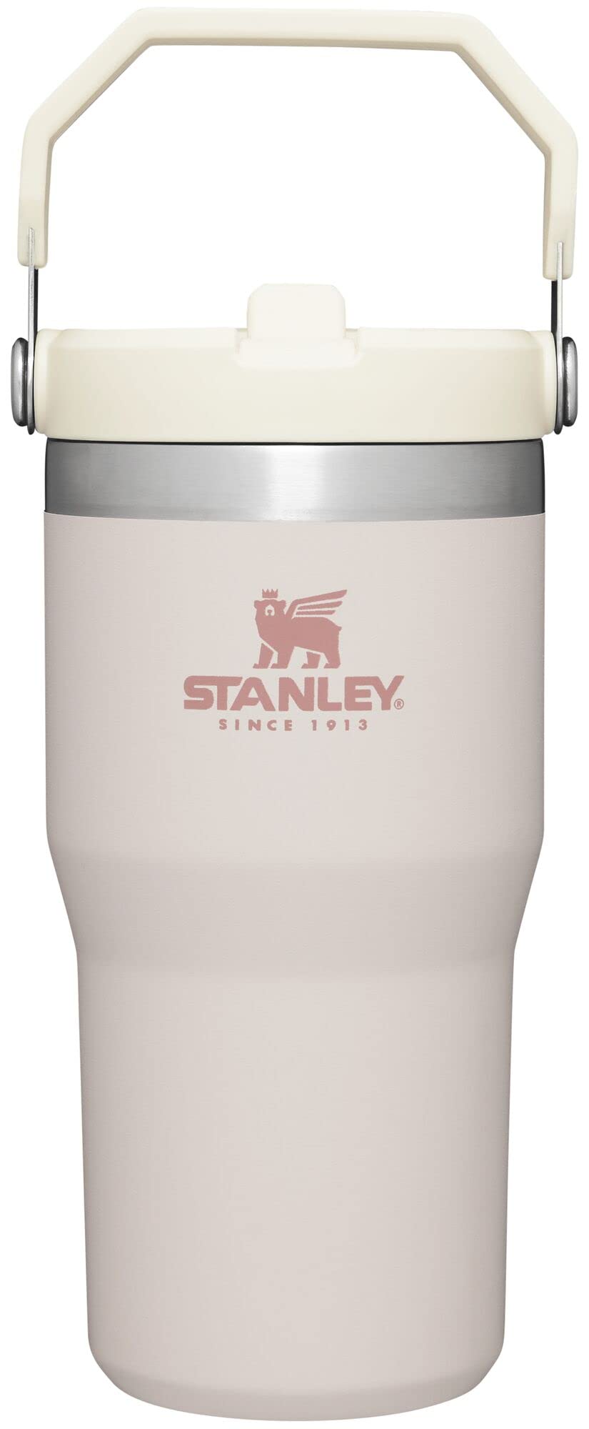 Stanley IceFlow tumbler rose quartz with flip straw for on-the-go cold hydration.
