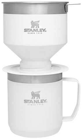 STANLEY Perfect Brew Pour Over Set with mug and lid, ideal for flavorful camp coffee.