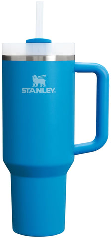 STANLEY Quencher H2.0 40 oz with azure handle and straw for easy on-the-go sipping.
