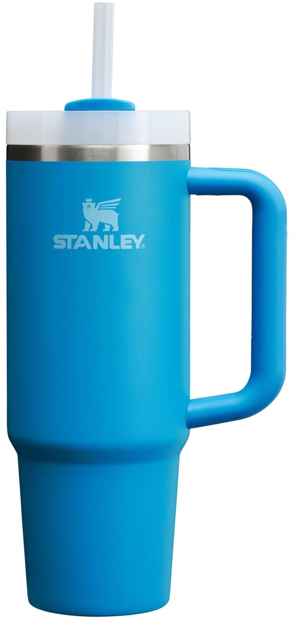 Stanley Quencher H2.0 Azure bottle with handle for all-day hydration.