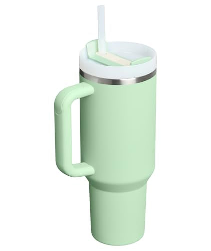 Pistachio-colored STANLEY Quencher highlights a durable stainless finish