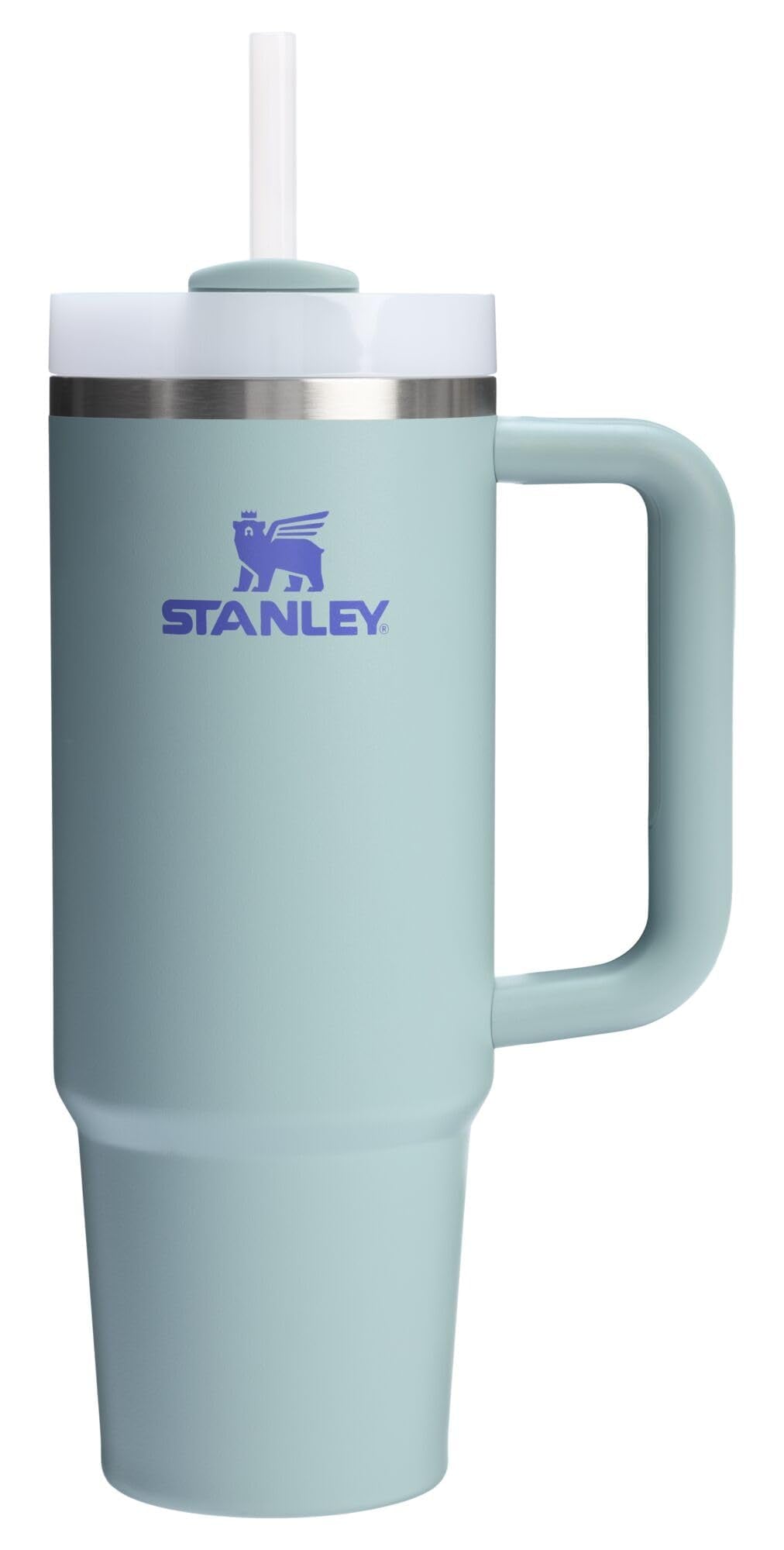 Stanley Quencher H2.0 tumbler with handle and straw for on-the-go hydration.