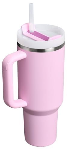 Stanley Quencher stainless steel body keeps beverages cold during long days at the office.