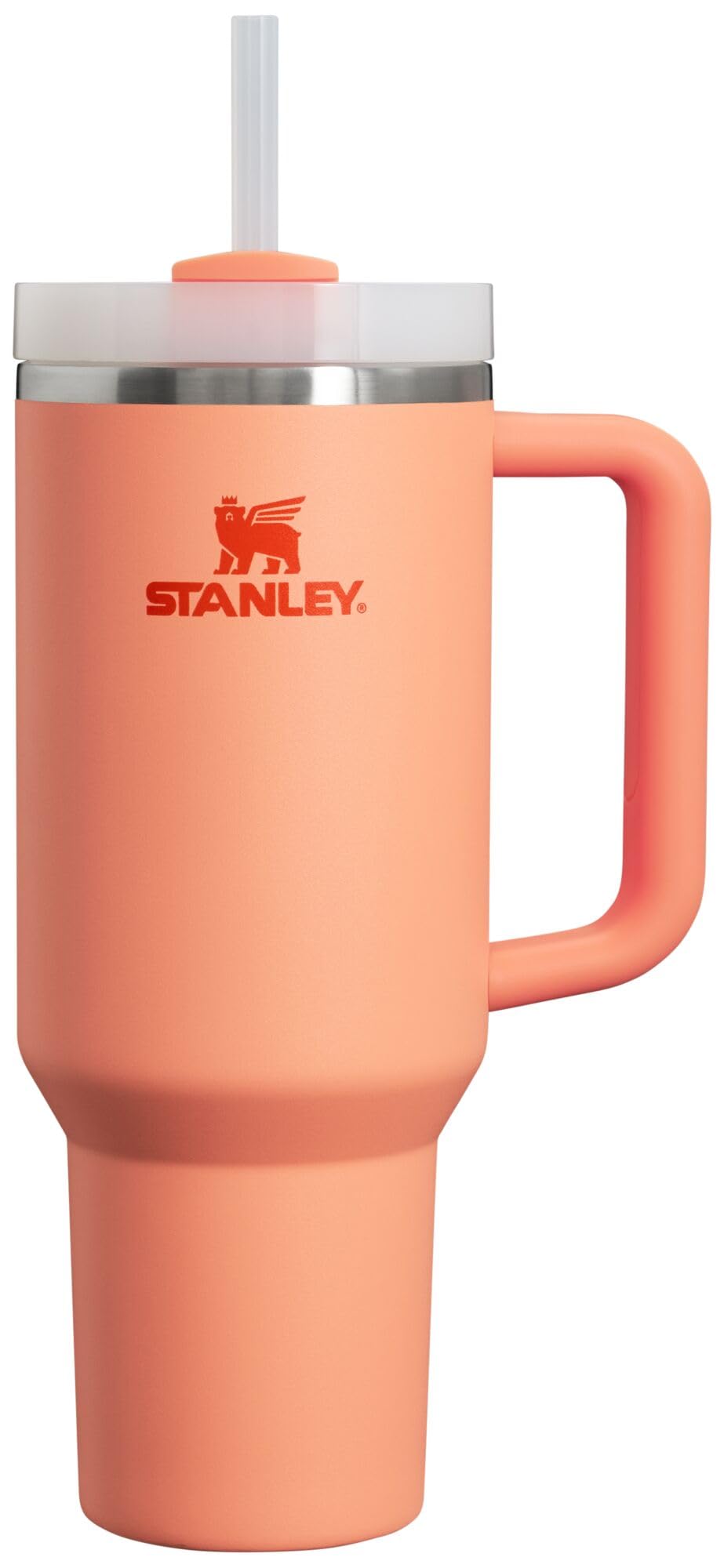 Stanley Quencher H2.0 40oz nectarine with handle for easy carrying all day.