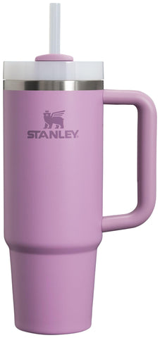 STANLEY Quencher H2.0 Lilac with handle for easy carrying.