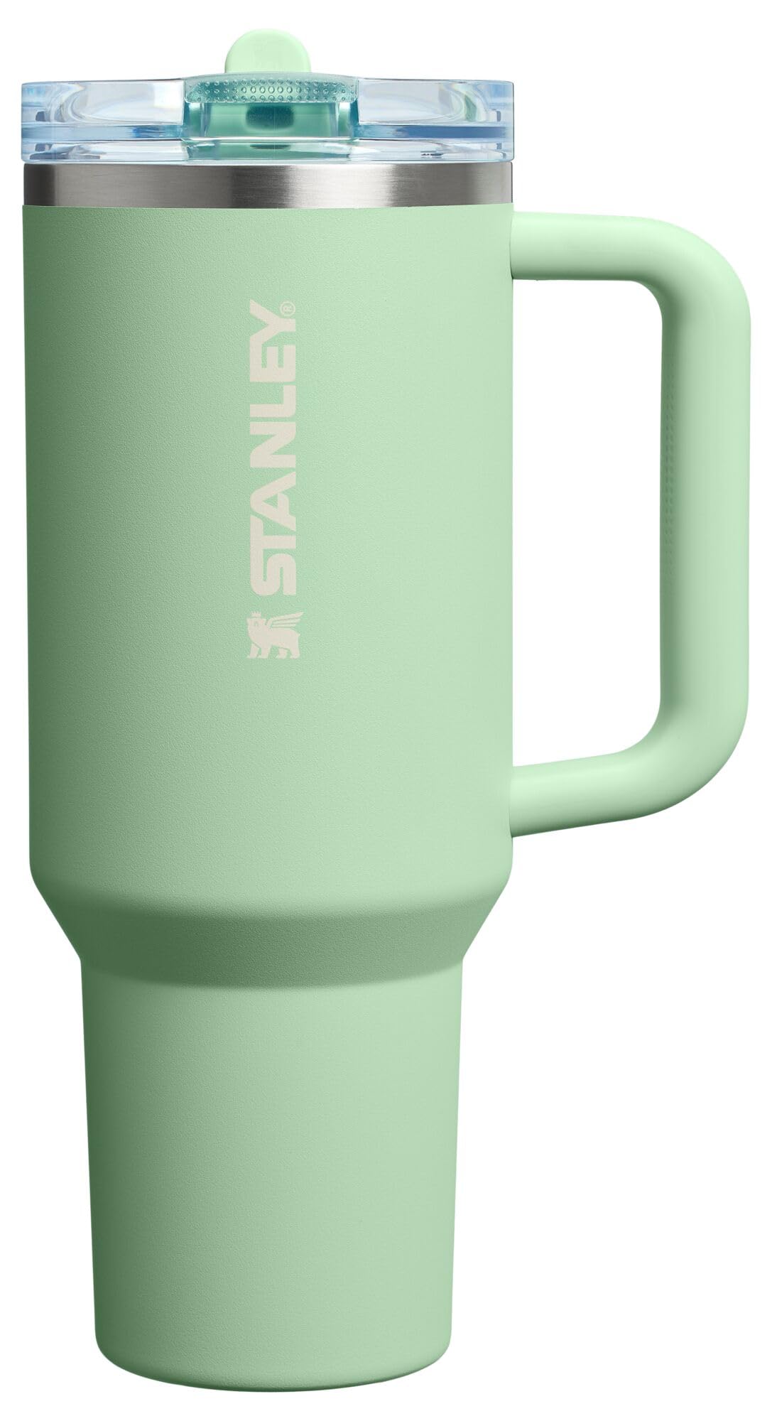 Stanley Quencher ProTour Pistachio close-up, durable stainless steel for day-long hydration.