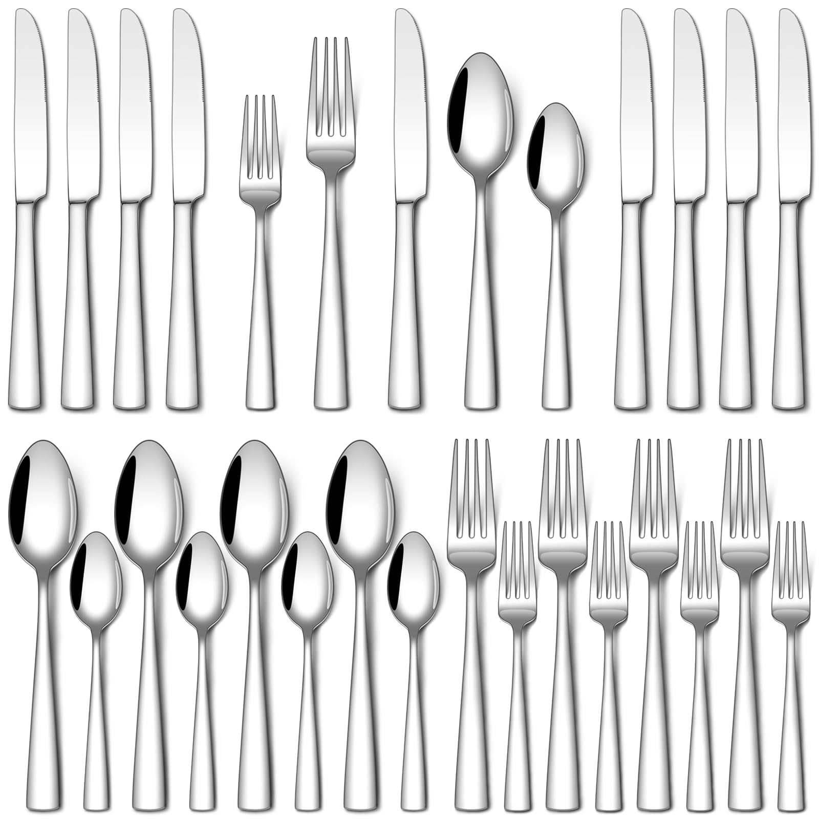 Stapava 20pc silverware set dinner knives on table, durable and dishwasher safe.