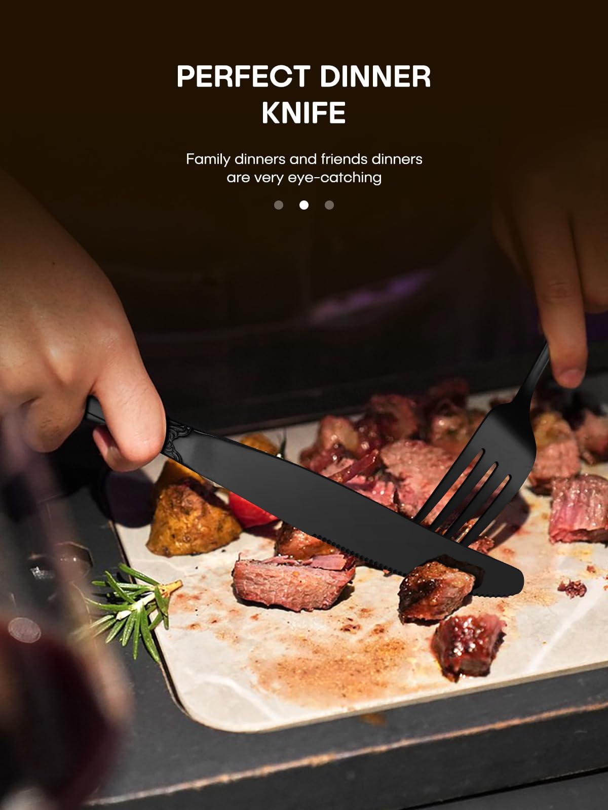 Stapava 30pcs black silverware set with dinner spoons for comfortable dining