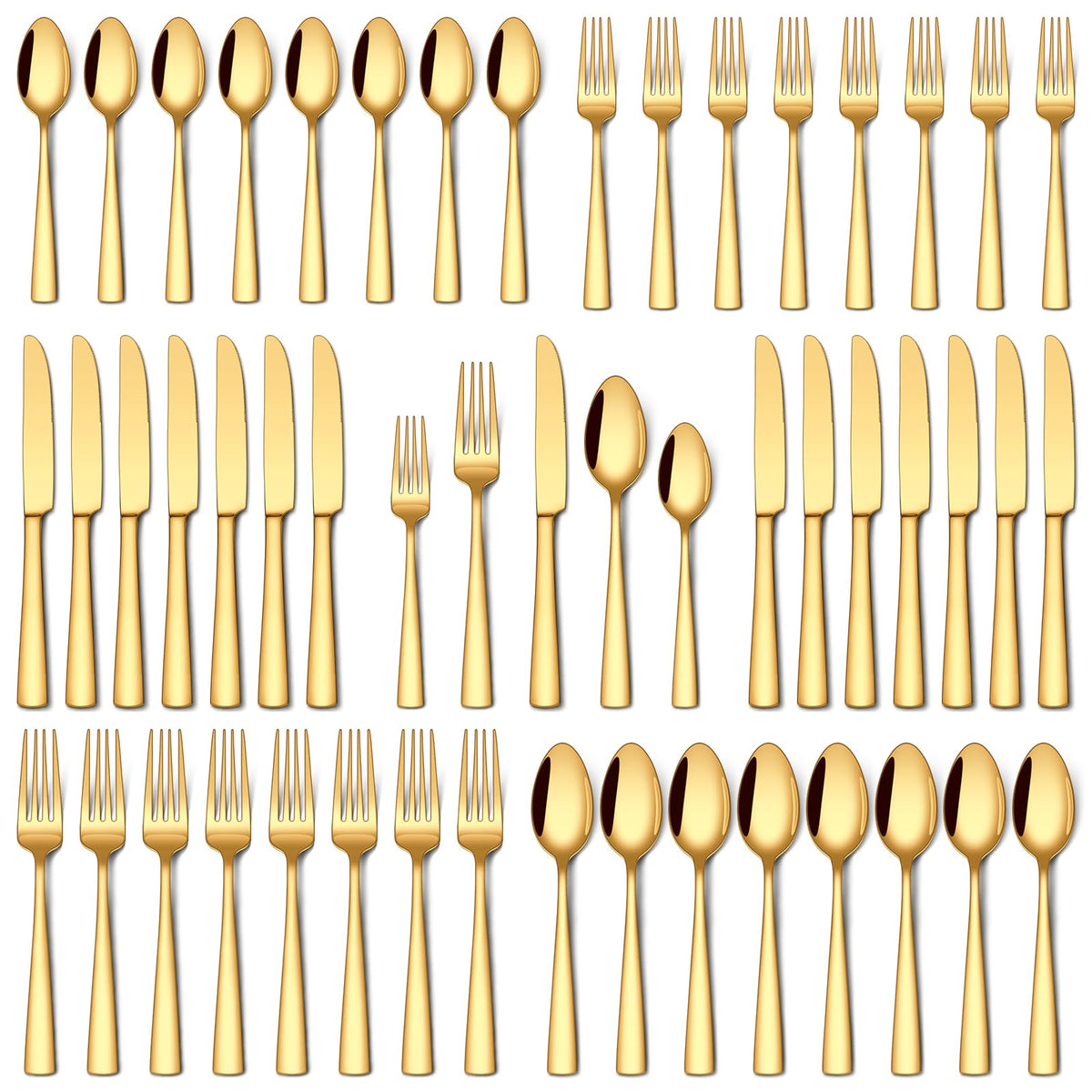 Stapava 40pc gold silverware set on dining table, perfect for family meals