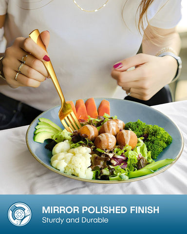 Stapava 40pc gold silverware ergonomic handles for comfortable grip