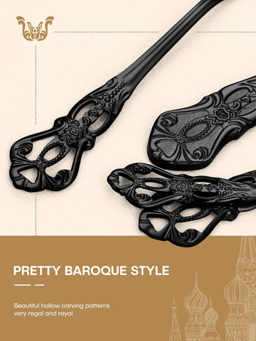 Stapava black silverware set with 8 dinner forks for a cohesive look